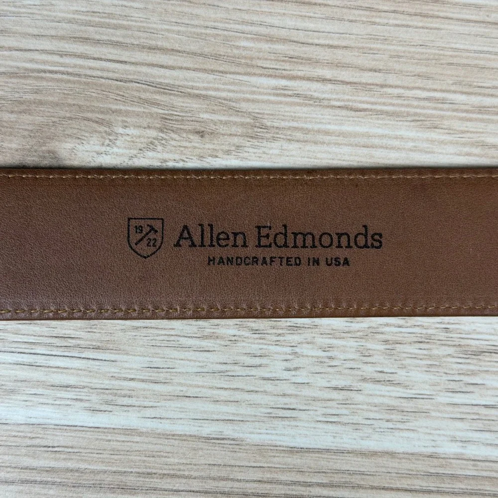 Allen Edmonds Belt Mens 40 Brown Calfskin Leather Dress Preppy Work 39590